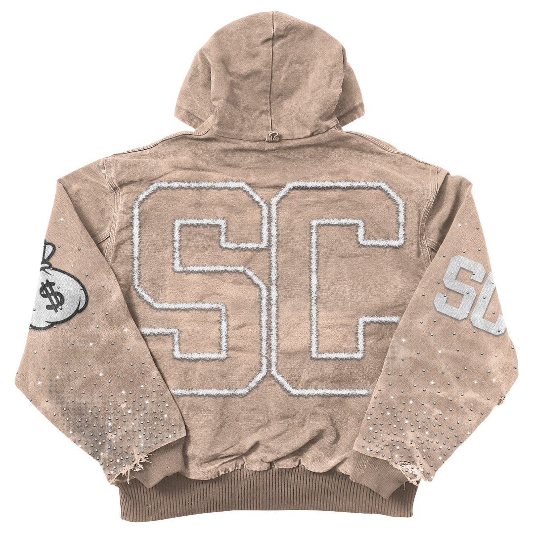 Tan "Bag Chaser" zip up jacket